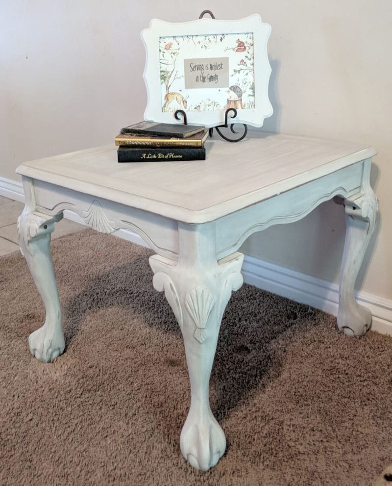 white antiqued table 