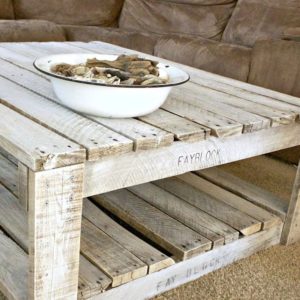 whitewashed table made from wooden pallet