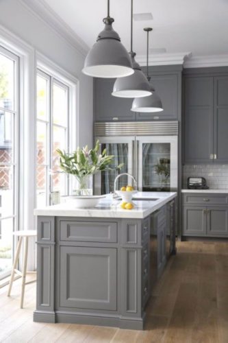 gray kitchen cabinets