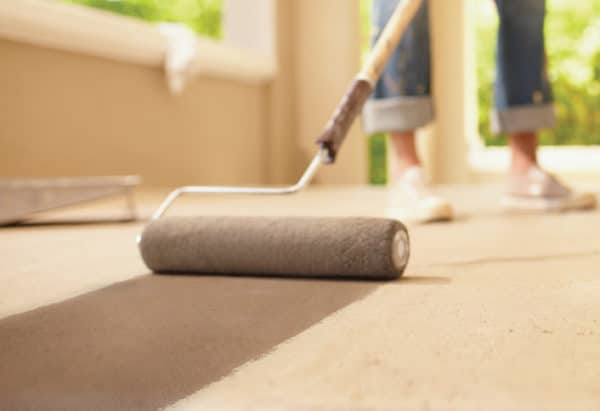 using a paint roller for garage floor