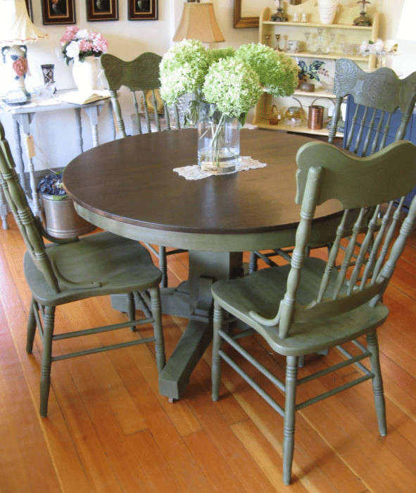 green with stain top table