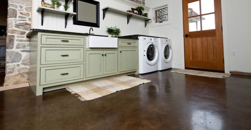 laundry room stained flooring