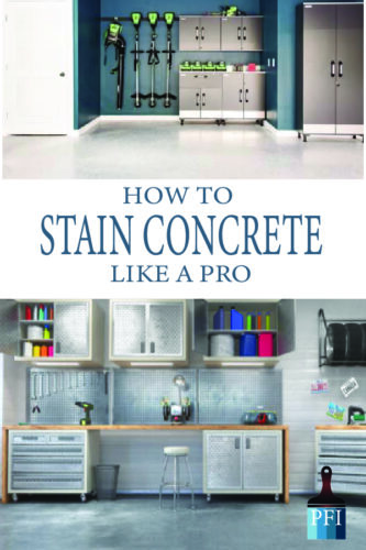 Learn how to stain concrete flooring and upgrade your garage, patio, or indoor room.  Professional results done DIY