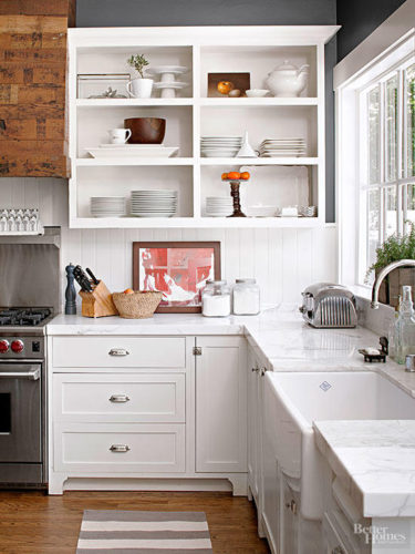 open shelving in kitchen DIY