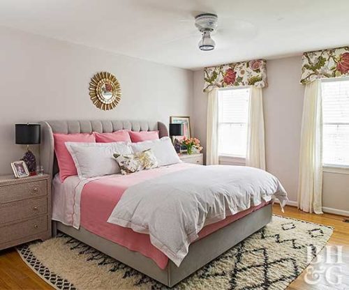 pink and gray bedroom