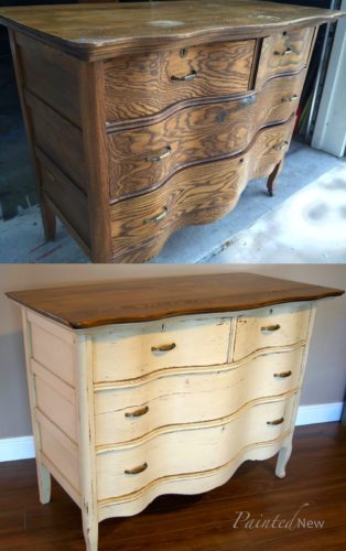 before and after dresser makeover in white