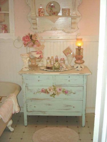 white antiqued dresser