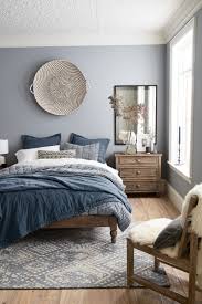 gray and blue bedroom
