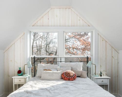 whitewash walls in an attic bedroom