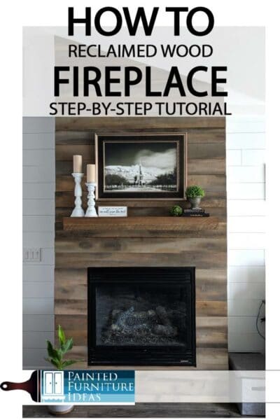 DIY fireplace makeovers are easier than you think. Check out my tutorial for this reclaimed wood fireplace!