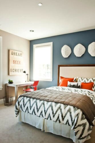 blue and orange master bedroom