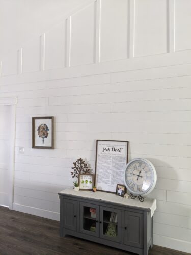 farmhouse with shiplap in kitchen