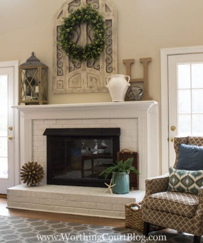 family room mantel over fireplace