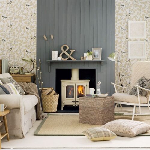 gray painted fireplace