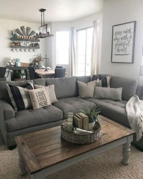 18 Gray Farmhouse Living Room Ideas - Painted Furniture Ideas