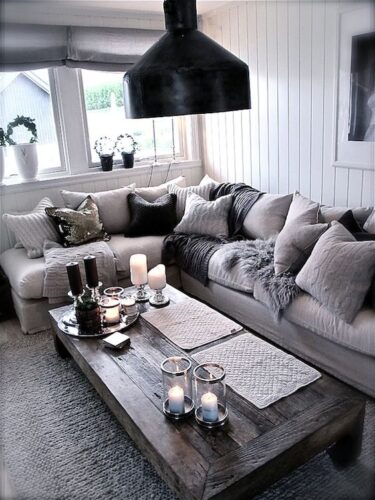 Grey couch deals farmhouse living room