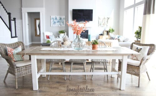 farmhouse kitchen table white with wood accents