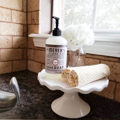 cake stands with soap and towel