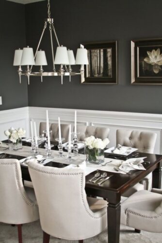 dining room with wainscotting