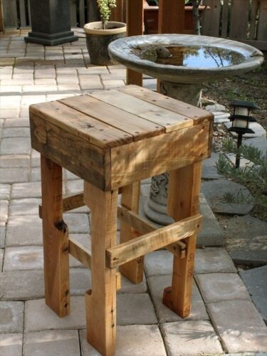 wooden pallet made into side table