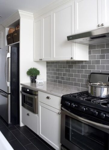 Gorgeous Gray Kitchens, Gray Tile Backsplash Kitchen