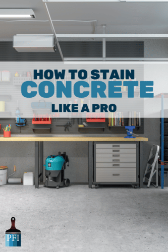 DIY stain concrete tips for a makeover garage project, learn how to get it done correctly!