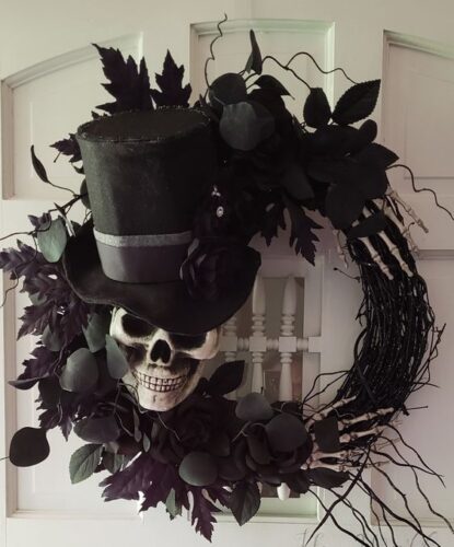 halloween wreath on front door