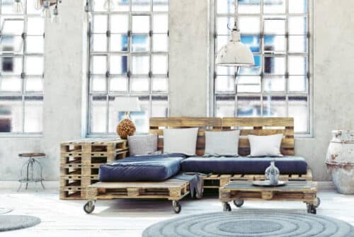 wooden pallet transformed into couch