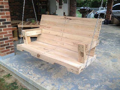 wooden swing bench