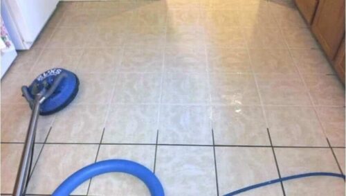 cleaning tile floor