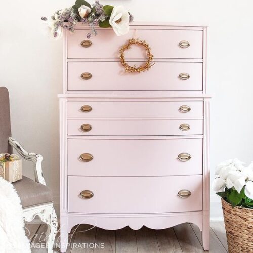 tall 6 drawer dresser with pale pink paint