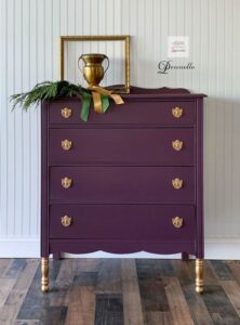 minimalist style dresser painted plum purple