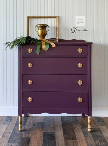 minimalist style dresser painted plum
purple