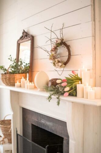 easter spring time mantel